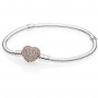 Bracciale Moments con Chiusura a Cuore Rosè e Zirconia Cubica - Pandora