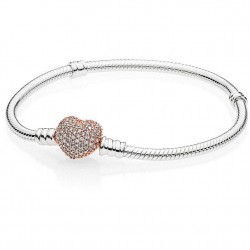 Bracciale Moments con Chiusura a Cuore Rosè e Zirconia Cubica - Pandora