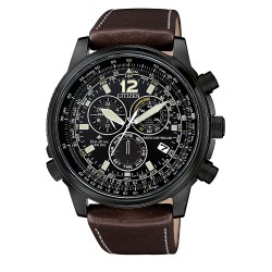 Orologio Uomo Radiocontrollato Crono Pilot in Pelle Marrone - Citizen