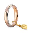 Comfortable Wedding Ring Red Gold with Rhodium Plated Edges with Brill- Unoaerre