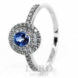 Anello Donna Zaffiro con Brillanti ct. 0.49 Kanch+0.33 GVs in Oro - Mirco Visconti