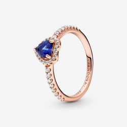 Anello con Cuore in Rilievo Blu Scintillante - Pandora