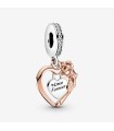 Heart and Rose Pendant Charm - Pandora