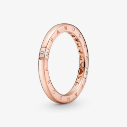 Anello Donna in Argenbto Rosè Cuori e Logo - Pandora