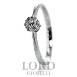 Anello Donna Solitario in Oro Bianco con Rosetta di Diamanti ct. 0.12 G VS- Giorgio Visconti