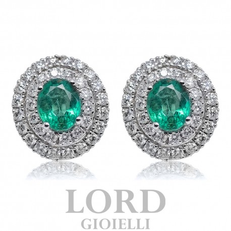 Emeralds and Brilliants Earrings ct. 0.68 + 0.46 in Gold - Mirco Visconti