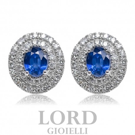 Sapphire and Brilliant Earrings ct.0.88 + 0.47 in Gold - Mirco Visconti