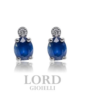 Sapphire and Brilliant Earrings ct. 0.96 + 0.03 in White Gold -Bibigi