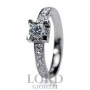 Anello Donna Solitario in Oro Bianco con Diamante Centrale ct. 0.40 e ct. 0.55 G VS- IO LUCE Giorgio Visconti