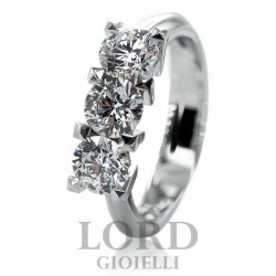 Anello Donna Trilogy in Oro Bianco con Diamanti ct. 0.29 + Diamante Centrale ct. 0.19 GVS - Giorgio Visconti