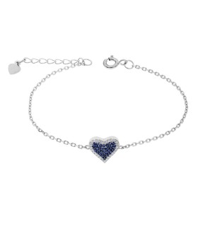 Bracciale Donna in Argento Cuore con Pavè di Pietre Blu AS1185 - Lord 925