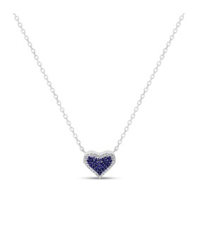 Collana Donna in Argento Cuore con Pavè di Pietre Blu AS1184 - Lord 925