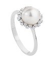 Anello Donna "Set Quattro" in Oro Bianco con Perla Akoya 7/7,5mm con Diamanti ct.0,12 LBRNAK667 - Coscia