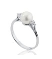 Anello Donna in Oro Bianco con Perla Akoya 8/8,5mm con Diamanti ct.0,06 LBRNAK278 - Coscia