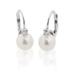 Orecchini Donna Monachina in Oro Bianco con Perle Akoya 8/8.5mm con Diamanti ct. 0,08  LBEAAK020 - Coscia