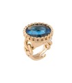 Anello Donna Cocktail Groumette in Bronzo Dorato e Pietra Quadrata Turchese BCOAOT03 - Rebecca