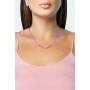Collana Donna in Acciaio Dorato con Pietre Rosa e Cuori OPSCL-862 - Ops Objects