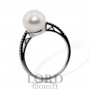 Anello Donna in oro Bianco con Perla 8/8,5mm con Diamanti ct. 0,06 G VS ABX15889 - Giorgio Visconti