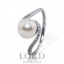 Anello Donna in oro Bianco con Perla 7/7,5mm e Diamanti ct. 0,05 G VS ABX15784 - Giorgio Visconti