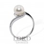 Anello Donna in oro Bianco con Perla 7/7,5mm e Diamanti ct. 0,05 G VS ABX15784 - Giorgio Visconti