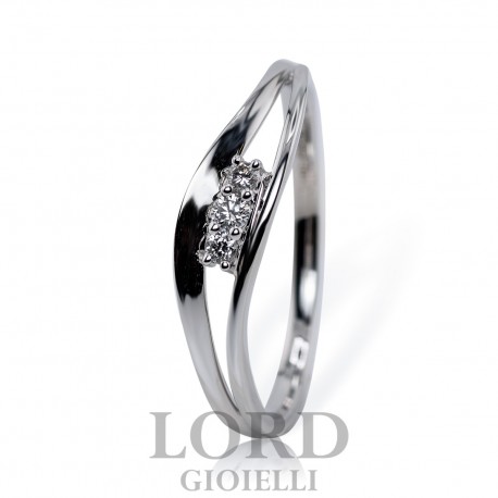 Anello Donna in Oro Bianco Solitario con Diamanti ct. 0.07 ABX15530 - Giorgio Visconti