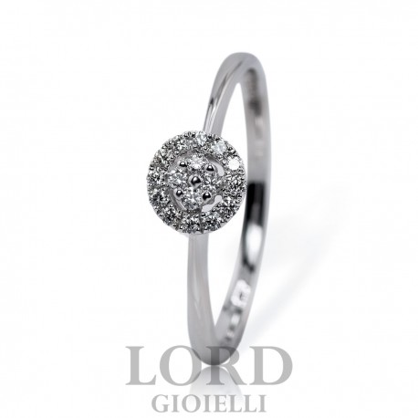 Anello Donna Solitario in Oro Bianco con Diamanti ct. 0.11 GVS - Giorgio Visconti