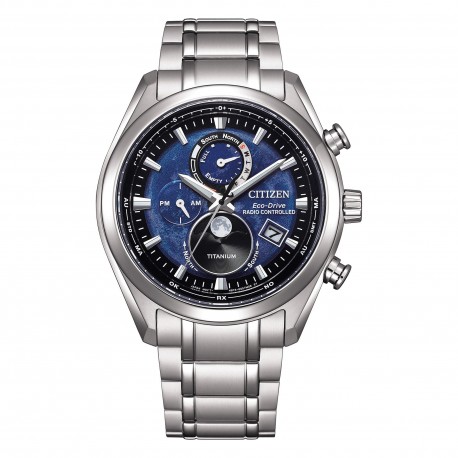 Orologio Uomo Radiocontrollato "TSUKI-YOMI" Moonphase Quadrante Blu BY1010-81L - Citizen