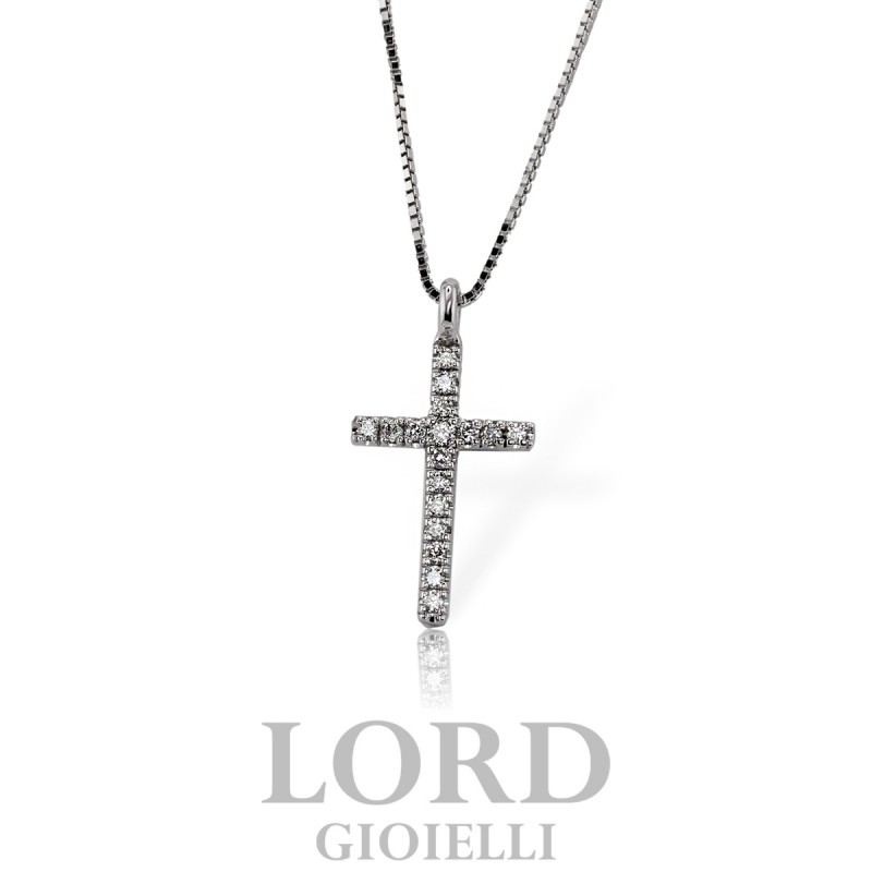 Collana Davite &Delucchi - Croce con Diamanti in Oro CLN011350