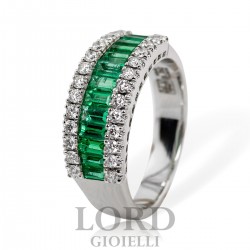 Riviera ring emeralds and diamonds ct. 1.20 + 0.47 in Gold Woman - Mirco Visconti