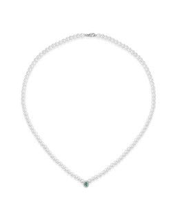 Collana Donna con Perle FW 4/4,5mm con Elemento in oro e smeraldo ct. 0,65 e diamanti ct0,14  LLNKSM14008 - Le Lune