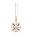 Collana Uomo Timone in Oro Bianco e Rosa con Diamanti bianchi e Brown UC088BR- Zancan