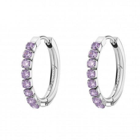 Orecchini Desideri Cerchi Piccoli in Acciaio con Zirconia Amethyst BEIE021- Brosway