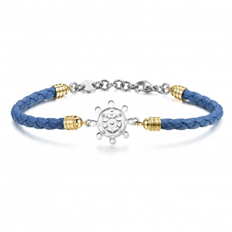 Bracciale Uomo Horizon Timone Pelle Blu - Brosway