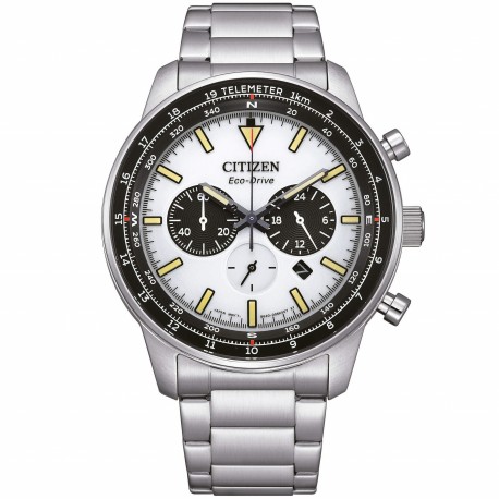 Orologio Uomo Aviator Crono in Acciaio Quadrante Bianco CA4500-91A   - Citizen