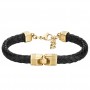 Bracciale Uomo Knocker in Pelle e Acciaio Pvd Oro BKC23 - Brosway