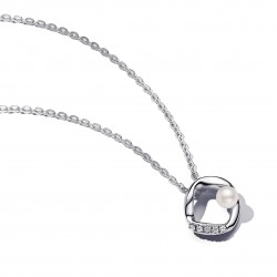 Collana Pandora Essence Cerchio Linea Sinuosa con Perla d'Acqua Dolce Coltivata e PAvè 393303C01- Pandora