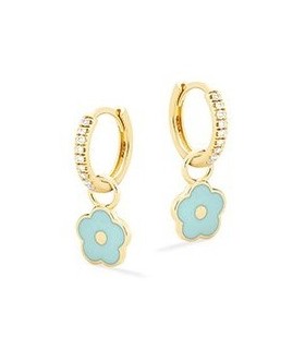 Orecchini Bimba in Argento Cerchietto con Margherite Azzurre Pendente NAN04780- Nanan