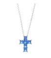 Collana Croce Argento Zirconi Blu CLPCQBBL- Amen