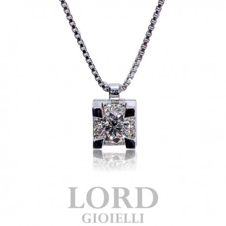 Collana Donna in Oro Bianco Punto Luce con Diamante ct.0.51 + 0,10 G VS - IO LUCE Giorgio Visconti