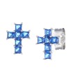 Orecchini A Lobo in Argento Croce ZIrconi Blu ECQBBL- Amen