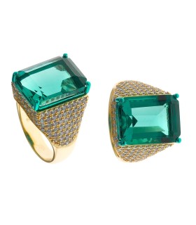 Anello Donna Collezione Afternoon con Cristallo Verde e Zirconi 211S0186 - Salvatore Plata