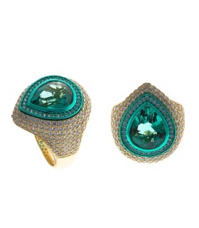 Anello Donna Collezione Afternoon con Cristallo Verde e Zirconi 211S0179 - Salvatore Plata