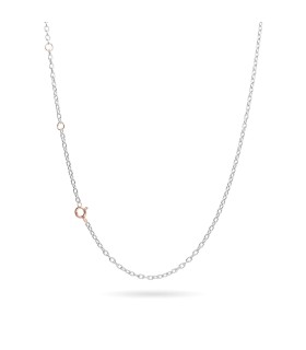 Collana Catenina Rolò in Argento con Chiusura in Oro Rosa 45cm CA122AR-45 - Rubinia Gioielli