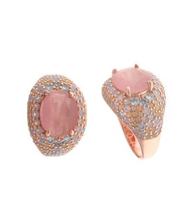 Anello Donna Afternoon in Argento Rosè con Cristalli Rosa Latte 252S0060 - Salvatore Plata