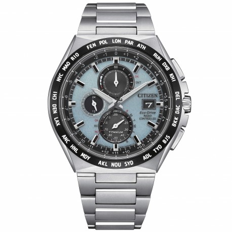 Orologio Uomo AT8 Radiocontrollato Super Titanio Quadrante Ice Blu AT8238-84M - Citizen