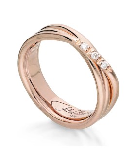 Anello FIlodellaVita 3 Fili in Oro ROsa 9kt e Diamanti ct. 0,04 AN8R-3BT - Rubinia Gioielli