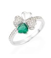 Anello Donna in Argento Quadrifoglio con Zirconi e Swarovsky Verde - Amen