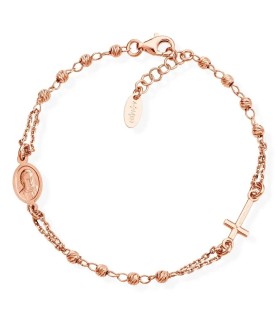 Bracciale Amen - Rosario in Argento Rosè con Grani Diamantati BRORD3