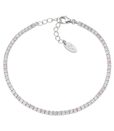 Bracciale Tennis in Argento con Zirconi Rosa e Bianchi BT7BROB16 - Amen