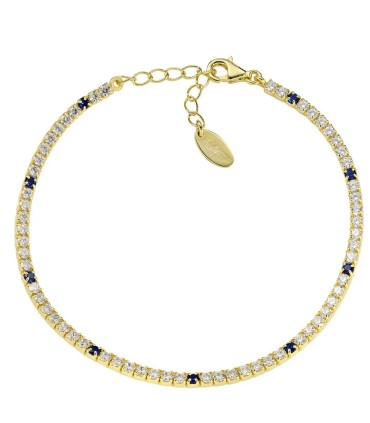 Bracciale Amen - Tennis Dorato Zirconi Blu e Bianchi BT7GBLB16